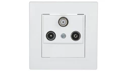 Gniazdo antenowe Asfora RTV-SAT przelotowe 4dB białe z ramką EPH3500221