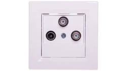 Gniazdo antenowe Asfora TV-SAT-SAT końcowe 1dB białe z ramką EPH3600121