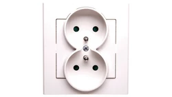 SONATA Gniazdo podwójne z/u z przesłonami ecru GP-2RZP/27