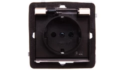 SONATA Gniazdo bryzgoszczelne z/u Schuko IP44 z przesłonami klapka przezroczysta szampański złoty GPH-1RSP/m/39/d