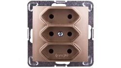 IMPRESJA Gniazdo potrójne b/u 2,5A EURO złoty metalik GP-3Y/m/28