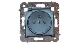 CARLA Gniazdo pojedyncze z/u IP44 z klapką transparentną i przesłonami białe 1766-10