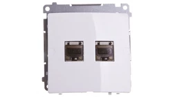 Simon Basic Gniazdo komputerowe podwójne 2xRJ45 kat.6 ekranowane z przesłoną białe BM62E.01/11