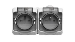 Cedar Plus Gniazdo hermetyczne podwójne z/u 16A IP44 szare WDE000624