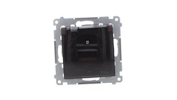 Simon 54 Gniazdo bryzgoszczelne (bez uszczelki) IP44 z przesłoną torów z klapką brąz mat DGZ1BUZ.01/46A