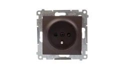 Simon 54 Gniazdo pojedyncze z/u 16A IP20 z przesłoną torów, szybkozłącza, brąz mat DGZ1CZ.01/46