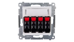 Simon 54 Gniazdo głośnikowe poczwórne białe DGL34.01/11