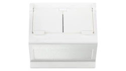 Simon Connect Płytka K45 gniazda teleinformatycznego podwójnego 2xRJ skośna z przesłoną czysta biel KB80/