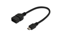 Kabel połączeniowy USB 2.0 OTG Typ microUSB B/USB A, M/Ż czarny 0,2m AK-300309-002-S