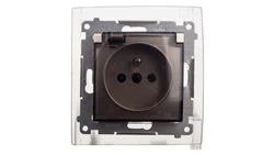 Simon 54 Gniazdo bryzgoszczelne z/u IP44 z klapką transparentną złoty mat DGZ1BZ.01/44A