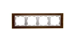 Simon 82 Ramka poczwórna pozioma drewniana wenge/ ramka pośrednia aluminium mat 82947-65