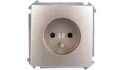 Simon Basic Gniazdo pojedyncze z/u 16A IP20 z przesłoną torów satyna metalizowana BMGZ1z.01/29