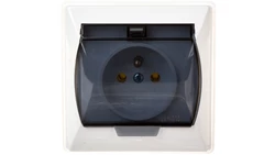 AKCENT Gniazdo bryzgoszczelne z/u IP44 klapka przezroczysta białe GPH-1AZ/00/d