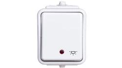 Cedar Przycisk hermetyczny IP44 światło z podświetleniem 10A biały IP44 WNt-102CS WNT102CS01