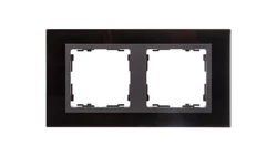 Simon 82 Ramka podwójna pozioma szklana czarna/ ramka pośrednia grafit 82827-32