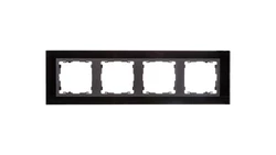 Simon 82 Ramka poczwórna pozioma szklana czarna/ ramka pośrednia grafit 82847-32