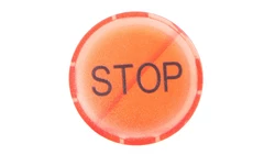 Soczewka przycisku 22mm płaska z opisem STOP M22-XDL-R-GB0 218326