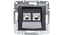 SEDNA Gniazdo komputerowe podwójne RJ45 kat.5e FTP grafitowe SDN4600170