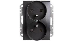 SEDNA Gniazdo podwójne z/u 16A 250V z przesłonami grafitowe SDN2800970