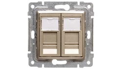 VENA Gniazdo komputerowe podwójne 2xRJ45 kat.6 ekranowane satyna 515068