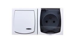 MADERA Łącznik hermetyczny pojedynczy z podświetleniem + gniazdo pojedyncze z/u z klapką przezroczystą biały ZH-NŁ1SG/00/d