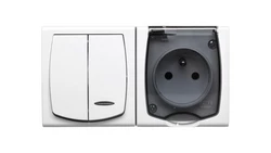 MADERA Łącznik hermetyczny świecznikowy z podświetleniem + gniazdo pojedyncze z/u z klapką przezroczystą biały ZH-NŁ2SG/00/d