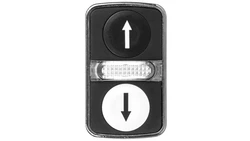 Przycisk biały kryty/czarny kryty podśw. dwuklawiszowy O22 z ozn. ZB4BW7A1724