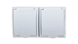 FALA Gniazdo hermetyczne podwójne z/u IP44 klapka biała GNH-2HZ/00/w