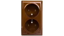 BIS Gniazdo podwójne z/u brązowe GN-2BZ/24