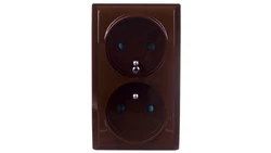 BIS Gniazdo podwójne z/u z przesłonami brązowe GN-2BZP/24