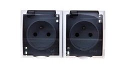 FALA Gniazdo hermetyczne podwójne z/u IP44 z przesłonami klapka przezroczysta białe GNH-2HZP/00/d