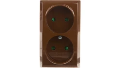 BIS Gniazdo podwójne b/u z przesłonami brązowe GN-2BP/24