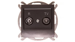 IMPRESJA Gniazdo antenowe RTV przelotowe 16dB antracyt GPA-16YP/m/50