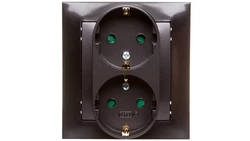 IMPRESJA Gniazdo podwójne z/u Schuko z przesłonami antracyt GP-2YSP/50