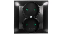 IMPRESJA Gniazdo podwójne b/u z przesłonami antracyt GP-2YP/50