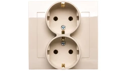 KIER Gniazdo podwójne b/u Schuko beżowe GP-2WS/01