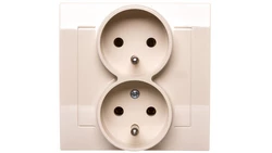 KIER Gniazdo podwójne z/u z niezamiennością faz beżowe GP-2WC/01
