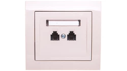 KIER Gniazdo telefoniczne podwójne RJ11 niezależne beżowe GPT-2WN/01