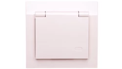 KIER Gniazdo bryzgoszczelne z/u IP44 z przesłonami klapka beżowa GPH-1WZP/01/w