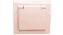 KIER Gniazdo bryzgoszczelne z/u IP44 klapka beżowe GPH-1WZ/01/w