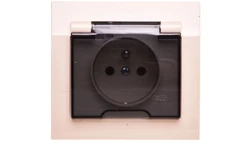 KIER Gniazdo bryzgoszczelne z/u IP44 klapka przezroczysta beżowe GPH-1WZ/01/d