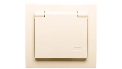 KIER Gniazdo bryzgoszczelne z/u Schuko IP44 z przesłonami klapka beżowa GPH-1WSP/01/w