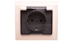 KIER Gniazdo bryzgoszczelne z/u Schuko IP44 z przesłonami klapka przezroczysta beżowe GPH-1WSP/01/d