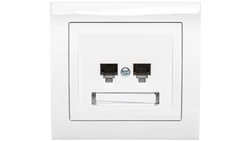 KIER Gniazdo telefoniczne podwójne RJ11 równoległe białe GPT-2WR/00