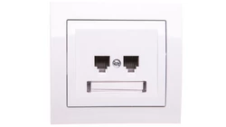 KIER Gniazdo telefoniczne podwójne RJ11 niezależne białe GPT-2WN/00