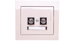 KIER Gniazdo antenowe podwójne typu F beżowe GPA-2WF/01