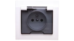 KIER Gniazdo bryzgoszczelne z/u IP44 z przesłonami klapka przezroczysta białe GPH-1WZP/00/d