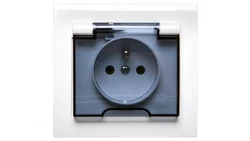 KIER Gniazdo bryzgoszczelne z/u IP44 klapka przezroczysta białe GPH-1WZ/00/d