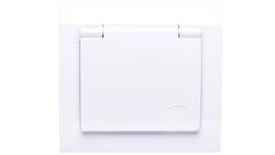 KIER Gniazdo bryzgoszczelne z/u Schuko IP44 z przesłonami klapka biała GPH-1WSP/00/w