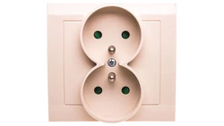 KIER Gniazdo podwójne z/u z przesłonami beżowe GP-2WZP/01